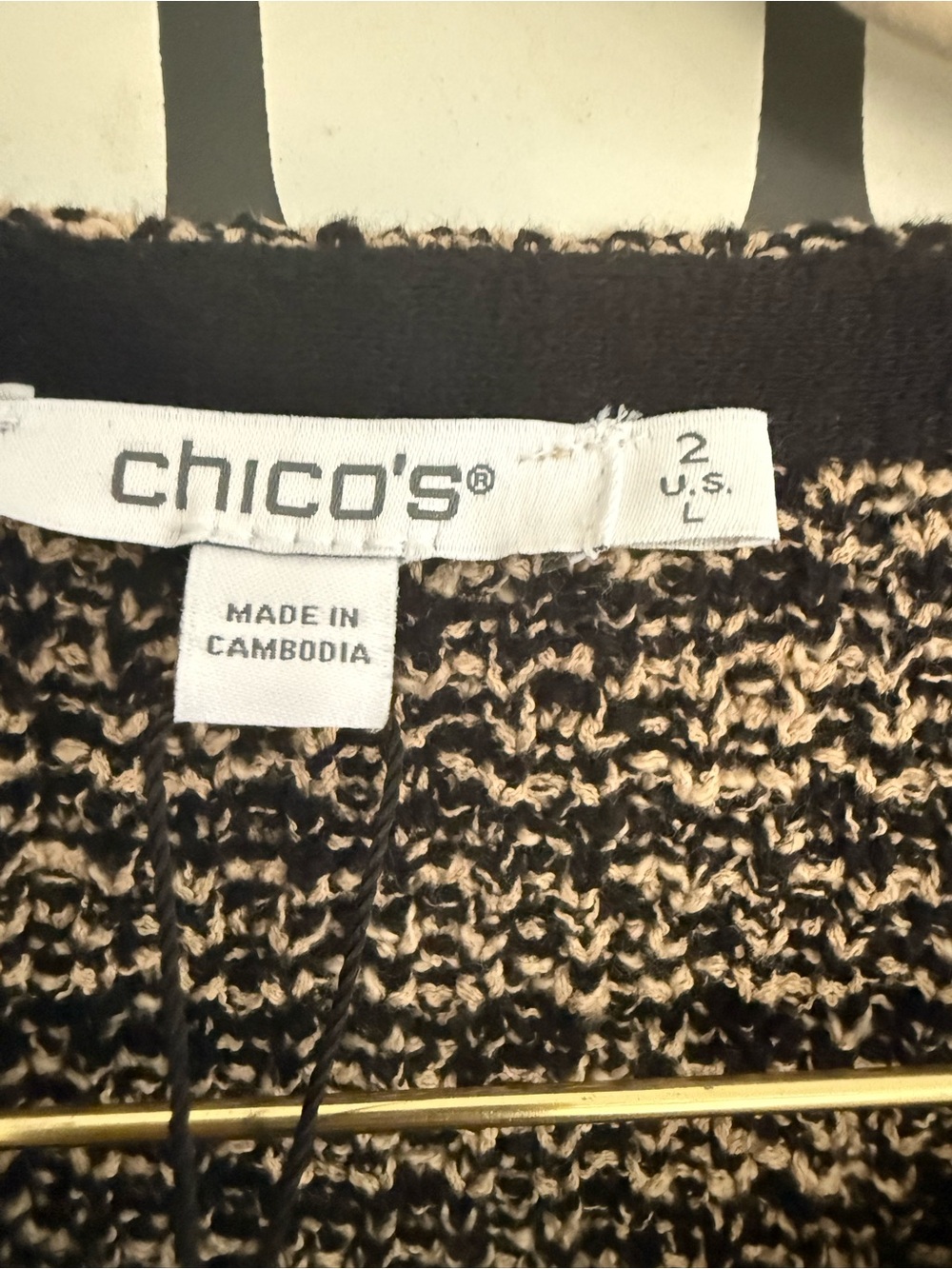 New Chico's Black & Cream Textured Bouclé Button Cardigan - Picture 2 of 10